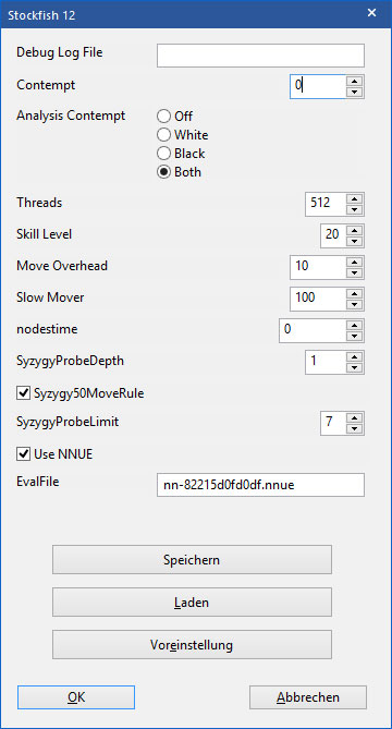 Stockfish 12 Parameter